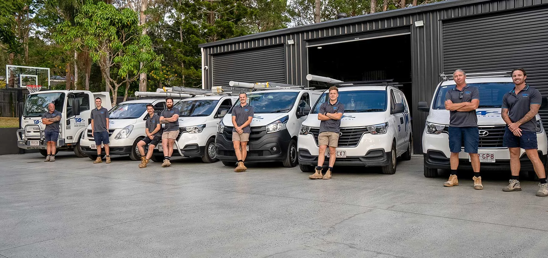 The service fleet lined up at headquarters